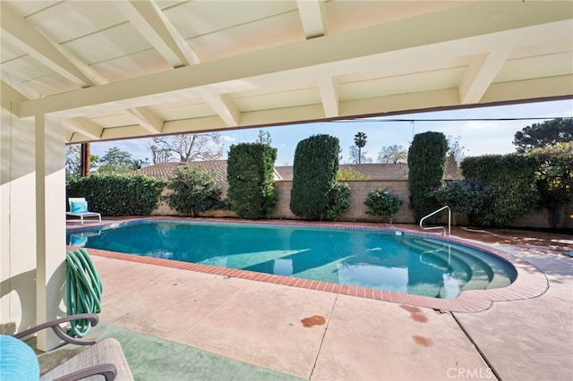 view of swimming pool with a patio area