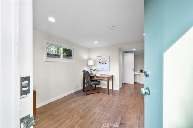 office featuring light hardwood / wood-style floors