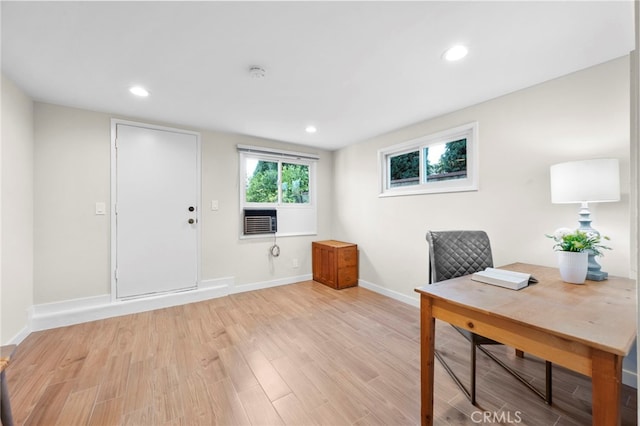 office area featuring light hardwood / wood-style floors