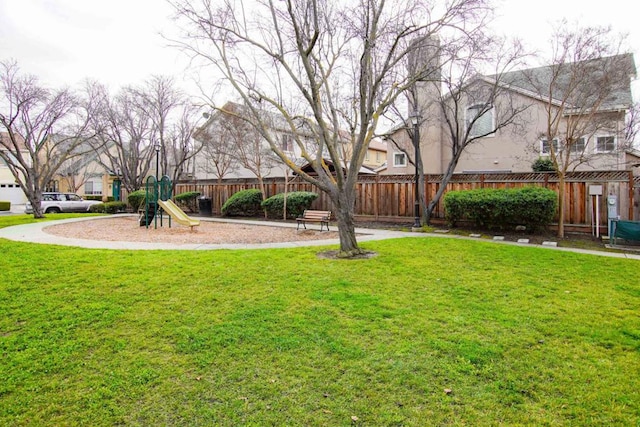 view of yard with a playground