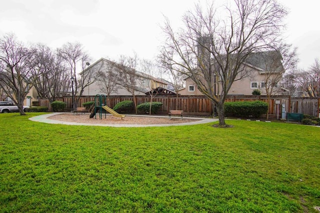 view of yard featuring a playground