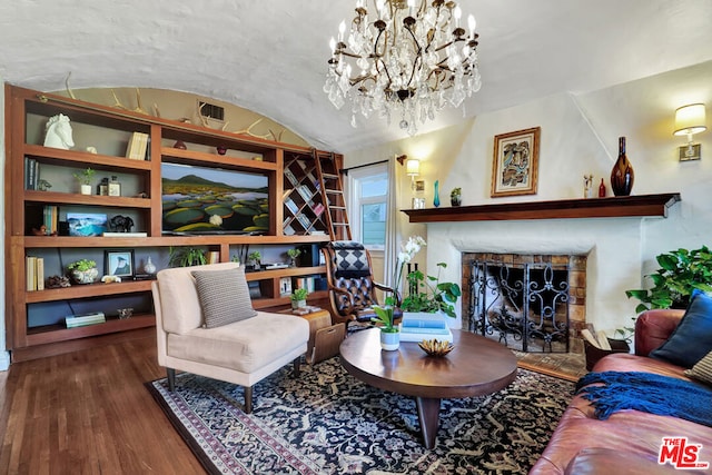 living area with lofted ceiling and wood-type flooring