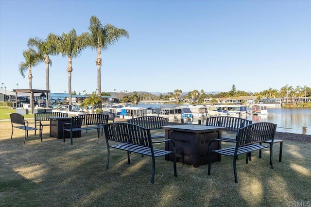 dock area featuring a water view