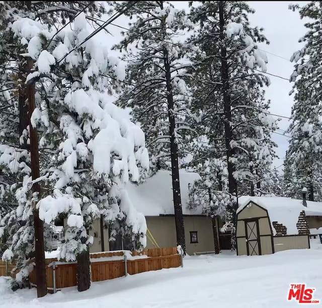 view of snowy exterior