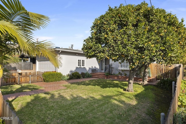 view of yard with a garage