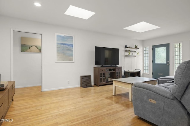 living room featuring light wood-type flooring