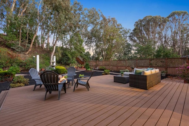 deck featuring outdoor lounge area