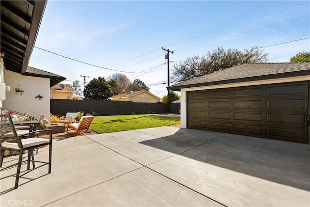 garage featuring a yard