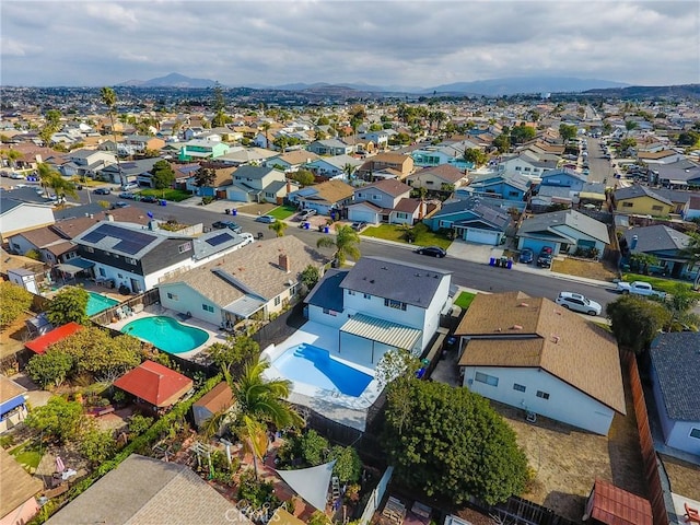 drone / aerial view with a mountain view