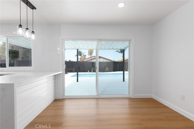 interior space with light hardwood / wood-style flooring