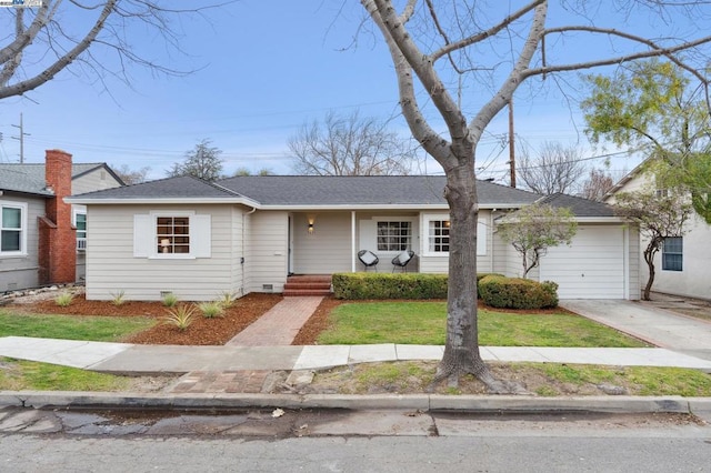 ranch-style house with a front lawn