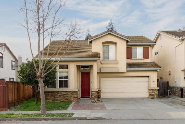 view of front of house with a garage