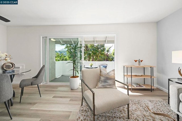 living area featuring light hardwood / wood-style flooring