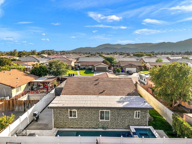 aerial view with a mountain view