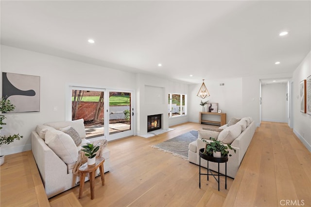 living room featuring light hardwood / wood-style flooring