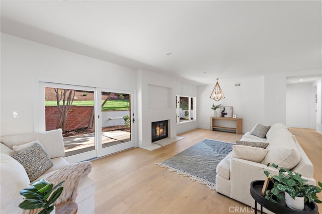 living room with light wood-type flooring