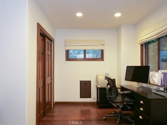 office featuring dark hardwood / wood-style floors