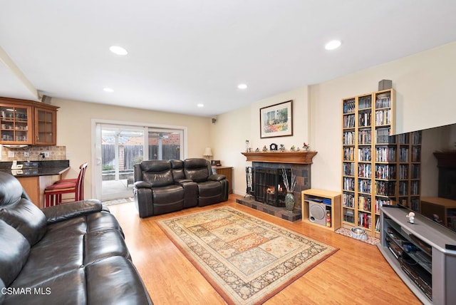 living room with hardwood / wood-style flooring