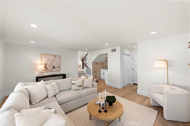 living room featuring light hardwood / wood-style floors