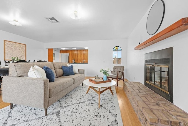 living room featuring light wood-type flooring