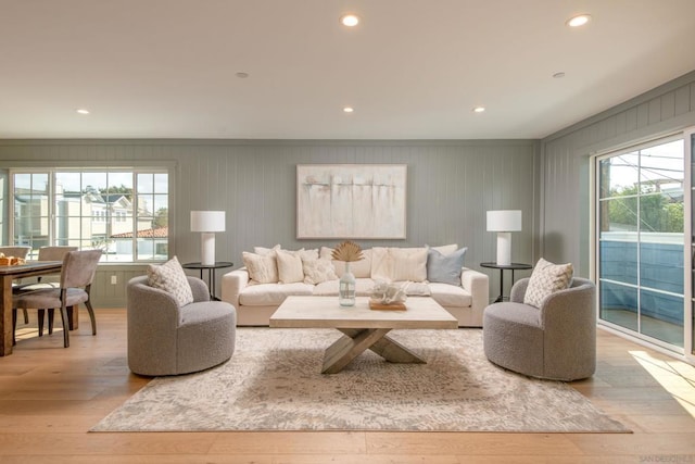 living room featuring light wood-type flooring