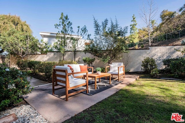 view of patio featuring an outdoor hangout area