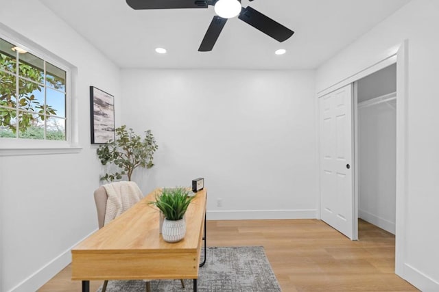 office featuring light hardwood / wood-style flooring