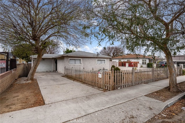 single story home with a garage