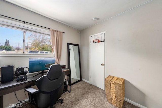 view of carpeted home office