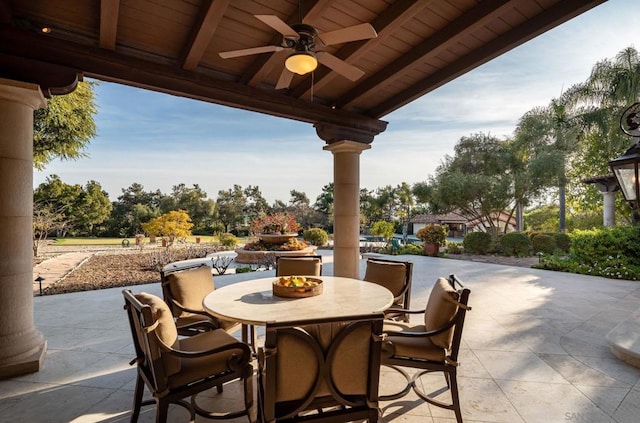 view of patio / terrace with ceiling fan