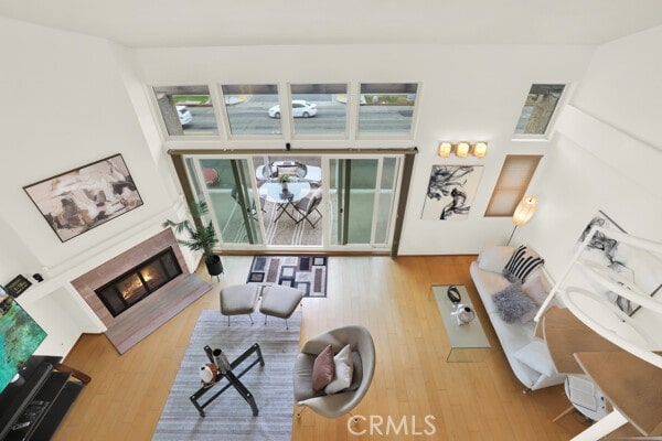 living room with wood-type flooring