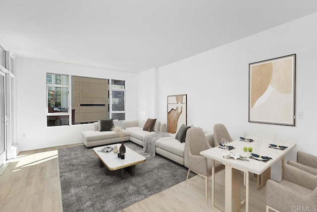 living room with hardwood / wood-style floors