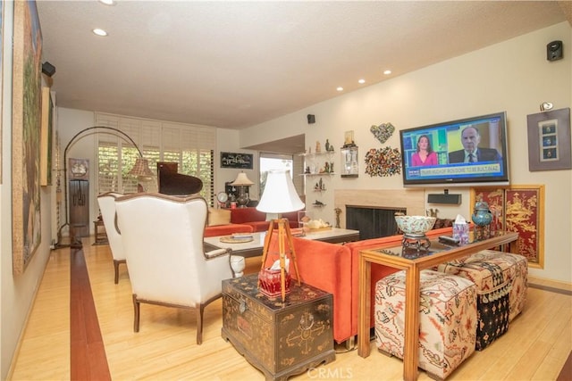 living room with light wood-type flooring