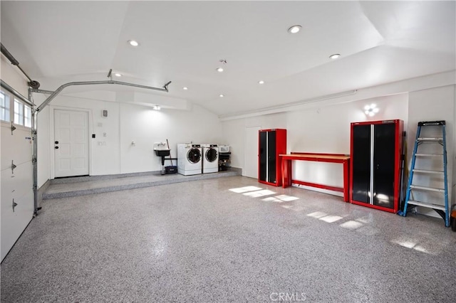 garage featuring washer and dryer