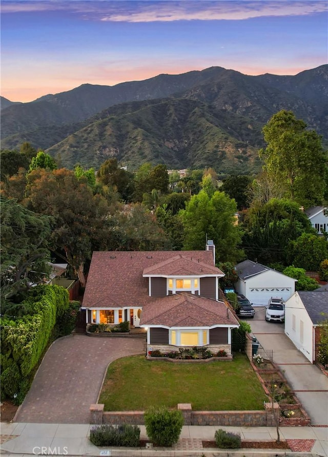 exterior space featuring a mountain view