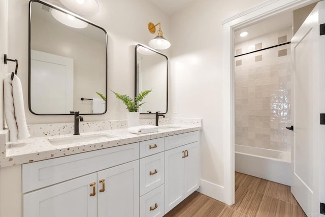 bathroom featuring vanity and shower / bathing tub combination