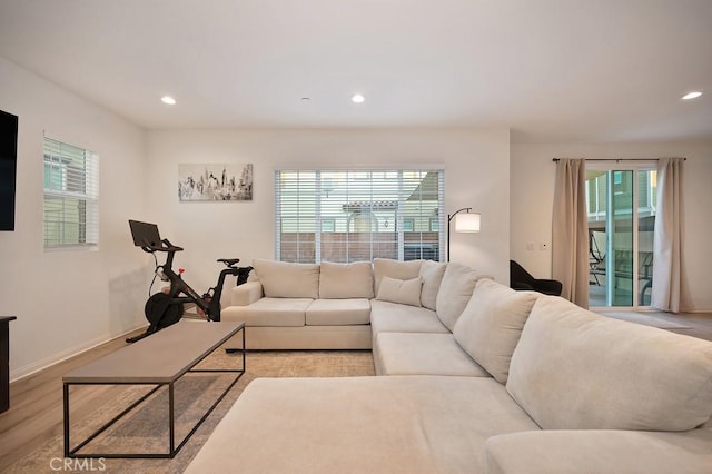 living room featuring light hardwood / wood-style floors