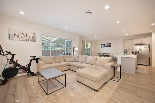 living room featuring light hardwood / wood-style floors