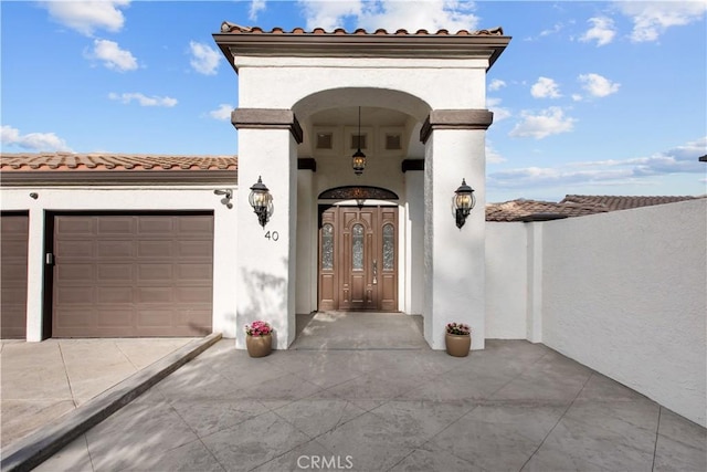 entrance to property with a garage