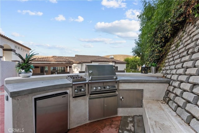 view of patio with area for grilling and exterior kitchen