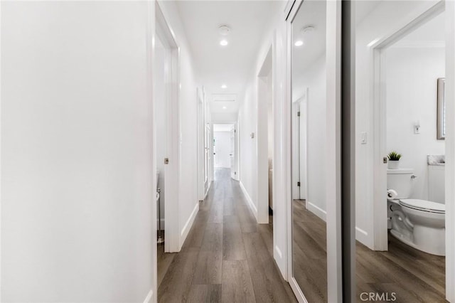 hall featuring dark hardwood / wood-style flooring