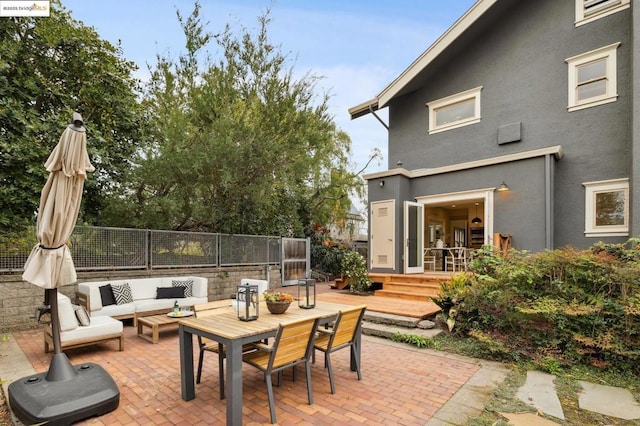 view of patio featuring an outdoor living space