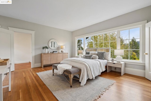 bedroom featuring light hardwood / wood-style flooring