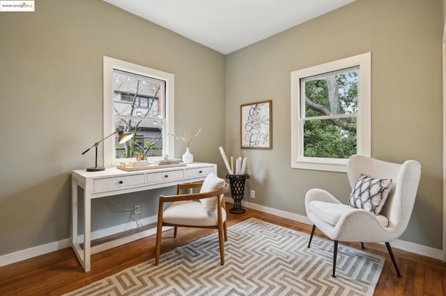 office area featuring light hardwood / wood-style floors