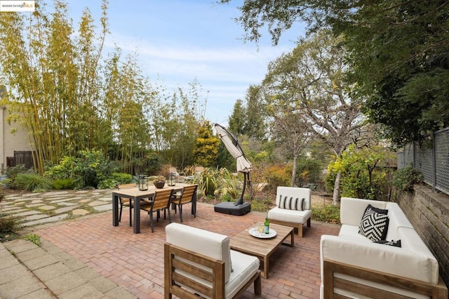 view of patio with an outdoor living space