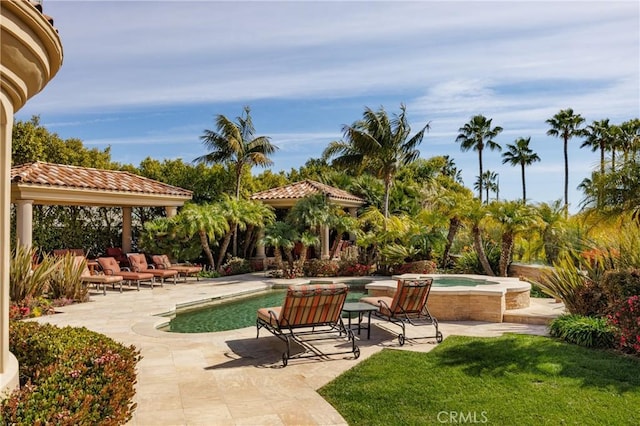 6 Inspiration, Laguna Niguel, CA 92677 - view of patio with an in-ground hot tub, an outdoor pool, and a gazebo