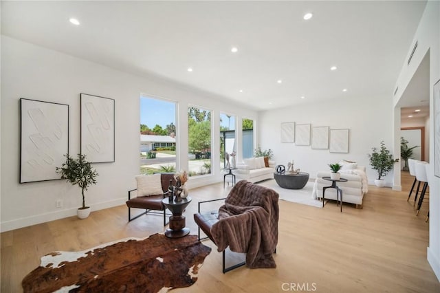 living room featuring light wood-type flooring