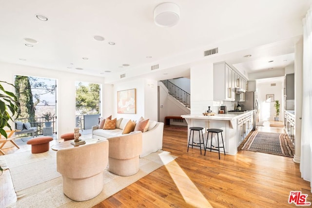 living room featuring light hardwood / wood-style flooring