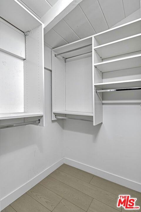 spacious closet with hardwood / wood-style flooring