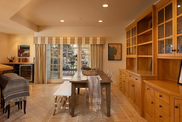 dining room with wine cooler